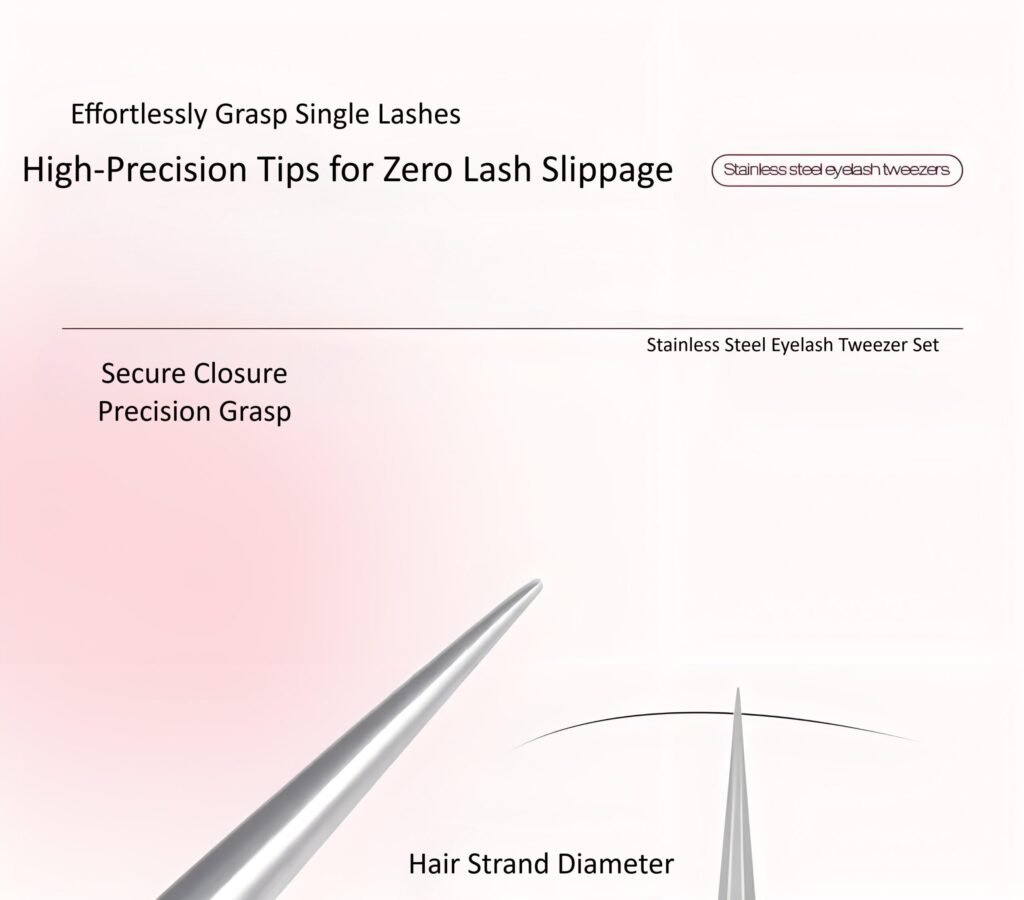 Illustrated Features of Shewincosmetic Eyelash Tweezers 1
