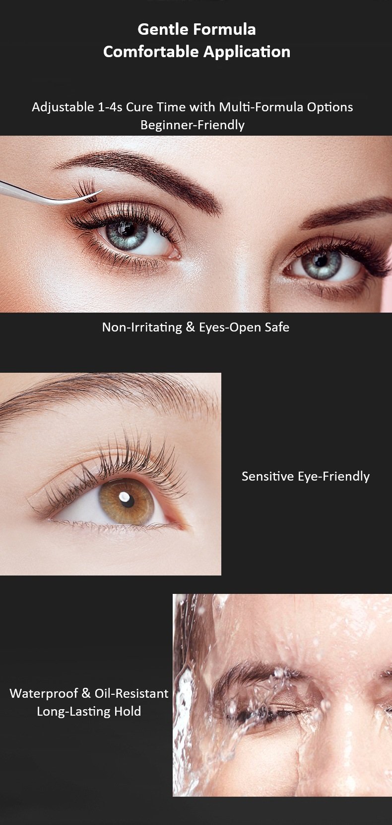 Shewincosmetic Gentle Formula Sensitive Eye-Friendly Waterproof & Oil-Resistant, Long-Lasting Hold Eyelash Glue