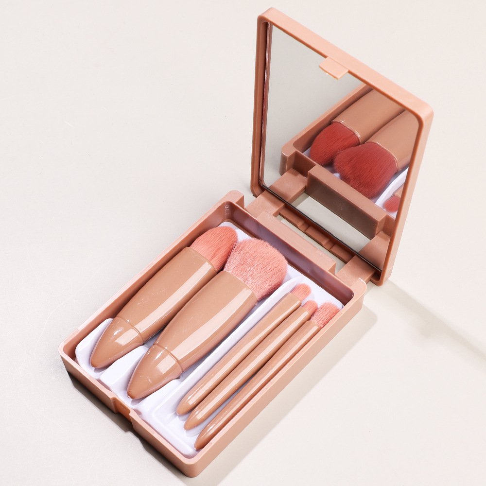 5 Makeup Brushes in a Cosmetic Case with Mirror Set