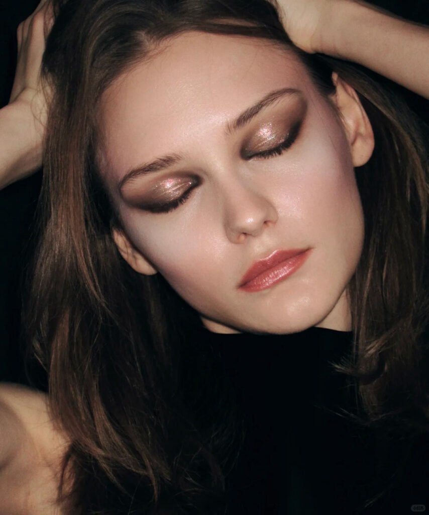A young female model wearing Shewincosmetic's 3D faux mink lashes, showcasing the effect
