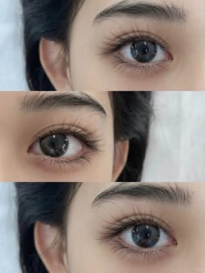 Showcasing three types of Shewincosmetic long-lasting lash extensions with makeup looks